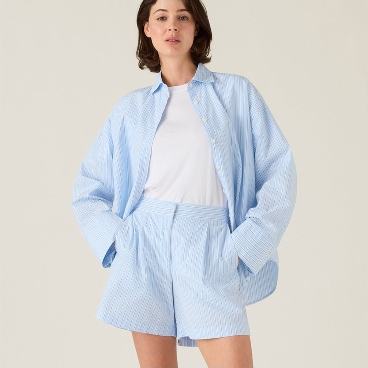 Women-s-Blue-Striped-Two-Piece-Set---Oversized-Shirt---High-_1