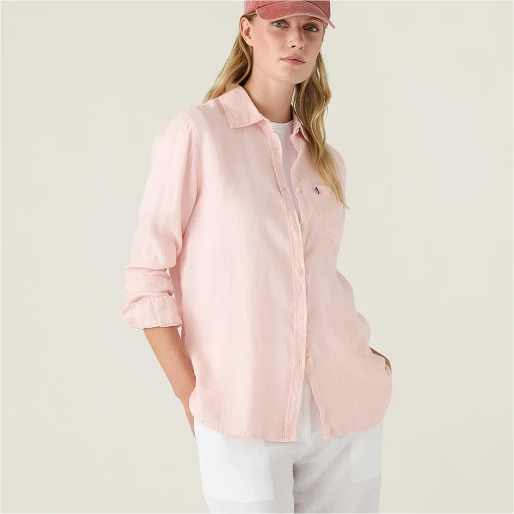 Women-s-Pink-Striped-Shirt-Dress-Long-Sleeve-Belted-Midi-Cas_1